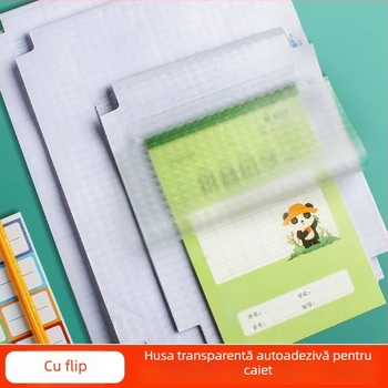 Husă autoadezivă din piele artificială pentru caiete de exerciții, impermeabilă și transparentă, deschidere verticală, mărimi 32K/16K/A4