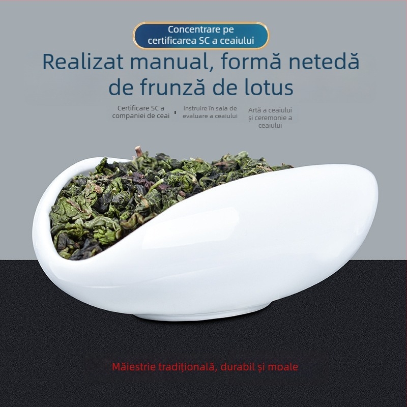 Farfurie de probă pentru ceai din porțelan alb, pentru ceremonii de ceai și prezentări ale artei ceaiului