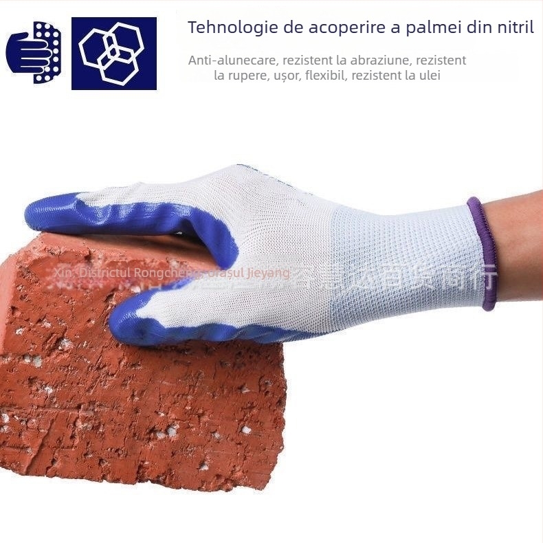 Baoyou N896 Mănuși din latex, acoperire dip plastic, rezistente la tăiere, antiderapante, durabile și călduroase pentru sudură