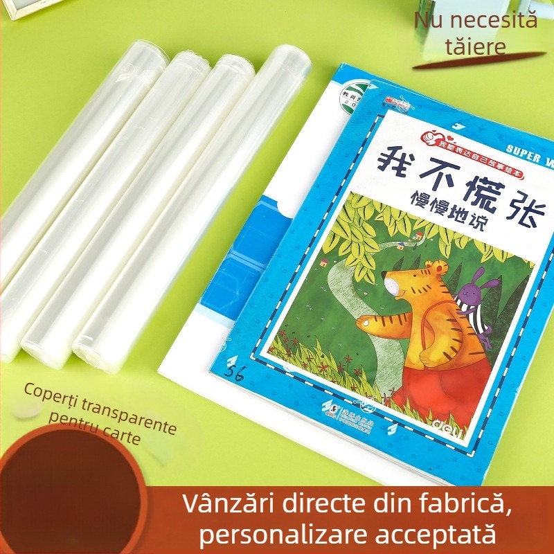 Film de acoperire pentru cărți, transparent, ecologic, subțire, impermeabil și rezistent la murdărie, husă protectoare pentru manuale pentru elevi (de la gimnaziu la liceu)