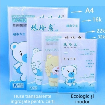 Copertă din plastic transparent, groasă, impermeabilă, format A4, pentru elevi