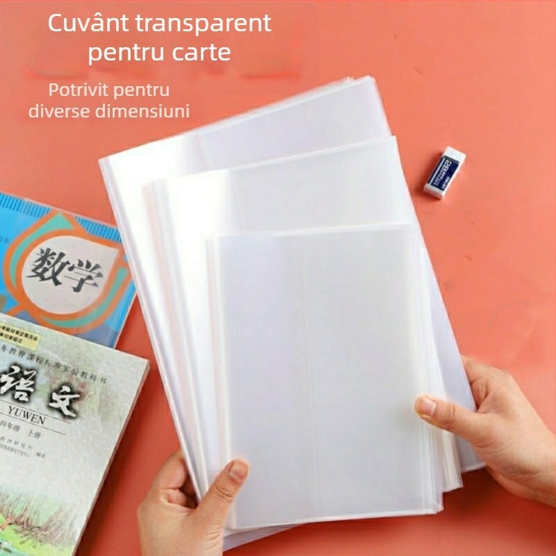 Husa transparenta pentru carti si caiete, universala pentru manuale de la primar la liceu, folie de protectie din plastic impermeabila