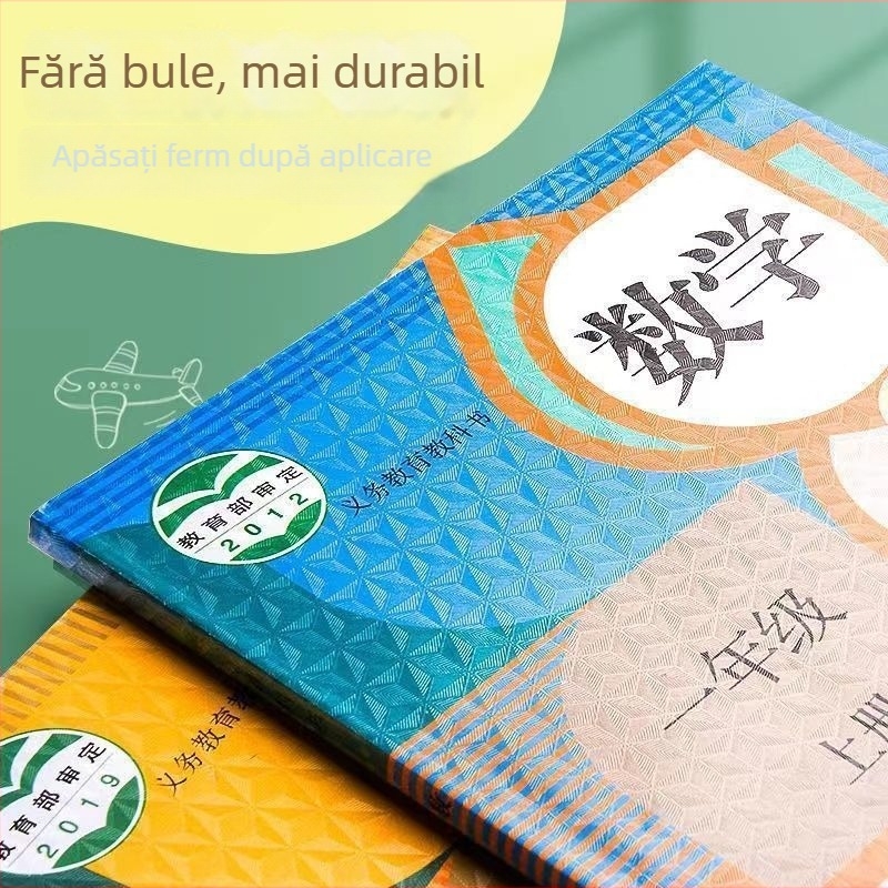 Husă transparentă de carte din PVC, model diamantat, pentru manuale școlare, autoadezivă, fără tăiere, rezistentă la apă, pentru elevii de la ciclul primar și gimnazial.