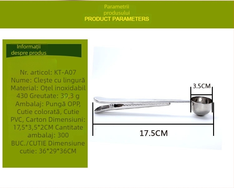 Set din oțel inoxidabil pentru ceai: linguriță de ceai, minge de ceai și filtru pentru frunze de ceai