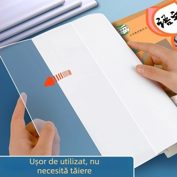 Copertă de carte transparentă, autoadezivă, reglabilă, pentru manuale școlare; protecție impermeabilă, groasă, pentru dimensiuni A4/A5/A6