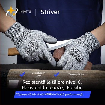 Mănuși Xingyu rezistente la tăiere cu HPPE, fibră și acoperire PU, durabile pentru manipularea peștelui
