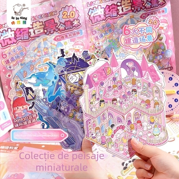 Kaba Bear Album cu stickere pentru peisaje pentru jurnal – casă 3D mică, jucărie făcută manual pentru copii