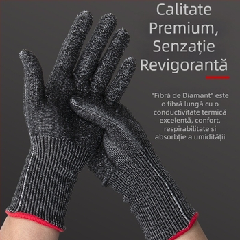 Mănuși HPPE nivel 5 rezistente la tăiere, protecție anti-tăiere și anti-înțepare, pentru sacrificare, bucătărie, pescuit și șantier