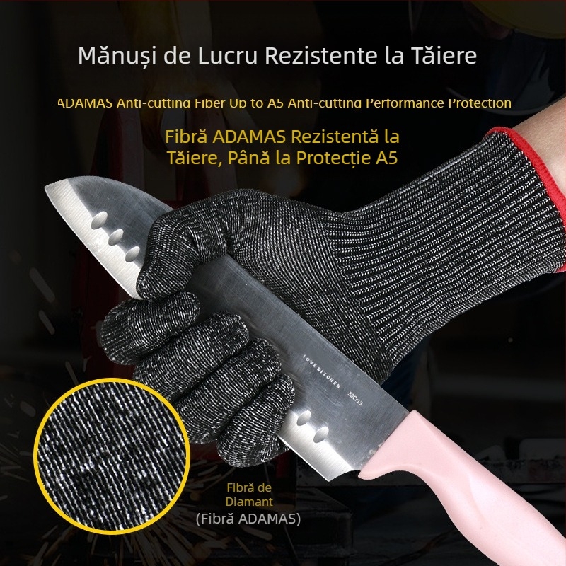 Mănuși HPPE nivel 5 rezistente la tăiere, protecție anti-tăiere și anti-înțepare, pentru sacrificare, bucătărie, pescuit și șantier