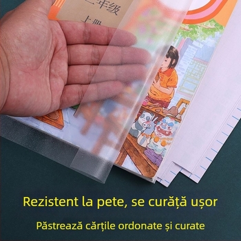 Husă autoadezivă pentru cărți, copertă transparentă pentru elevi din învățământul primar și gimnazial, autoadezivă, fără tăiere, finisaj mat, impermeabilă și rezistentă la pete