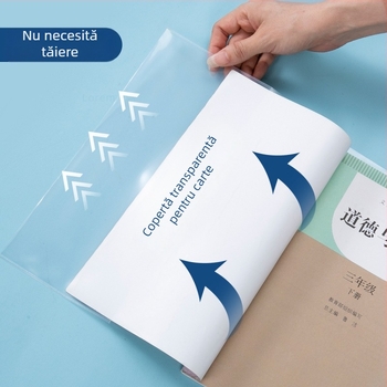 Copertă de carte transparentă, autoadezivă, impermeabilă, pentru elevi din învățământul primar, dimensiune 16K, fără tăiere