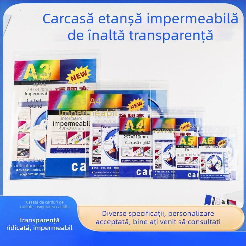 Plic pentru documente din PVC impermeabil, cu transparență înaltă, anti-încrețire, anti-murdărire și rezistent la umezeală, personalizabil