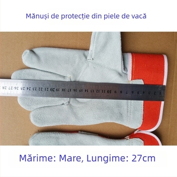 Mănuși de protecție pentru muncă Longfit, din piele de vită îngroșată, rezistente la uzură și la temperaturi înalte, anti-arzuri pentru lucrători în construcții
