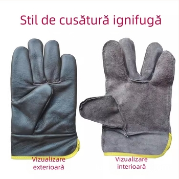 Mănuși de protecție din piele, rezistente la foc, scurte, piele moale, durabile, protecție împotriva arsurilor, uz industrial