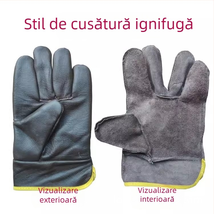 Mănuși de protecție din piele, rezistente la foc, scurte, piele moale, durabile, protecție împotriva arsurilor, uz industrial