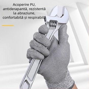 Effective DL521042 Mănuși de muncă cu protecție la tăiere, acoperire PU, poliester PVC spumă, durabile