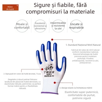 Mănuși de protecție pentru lucru: rezistente la abraziune și la tăiere, din nitril latex, protecție profesională, rezistente la ulei și îngroșate