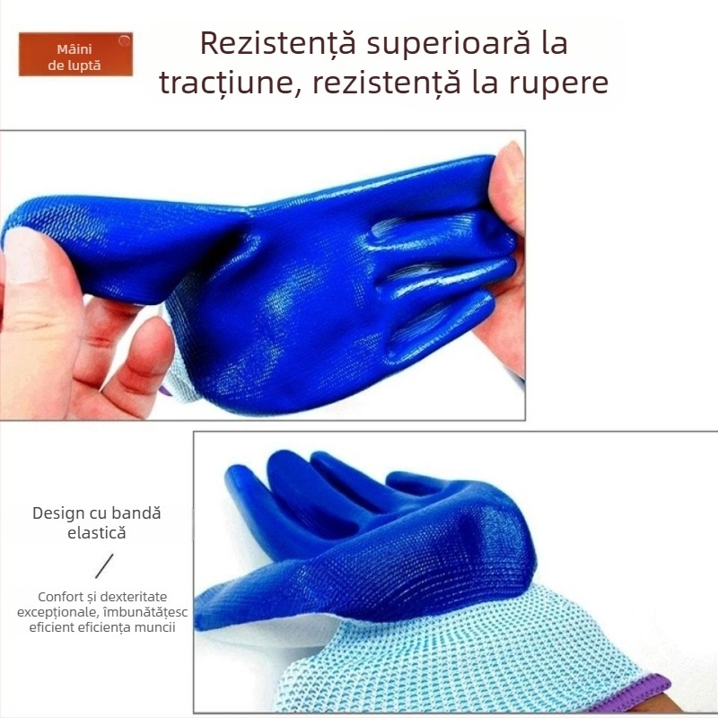 Mănuși de protecție pentru lucru: rezistente la abraziune și la tăiere, din nitril latex, protecție profesională, rezistente la ulei și îngroșate