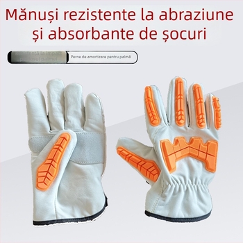 Mănuși pentru mineri, antișoc, din piele de vițel, pentru câmpuri petroliere și șantiere miniere; rezistente la tăiere și protecție la coliziune