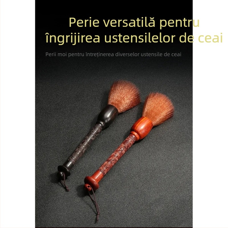 Perie din lemn de abanos pentru ceainic – fără scame, pentru curățarea ceainicului, perie pentru tava de ceai, accesoriu ceremonie ceaiului