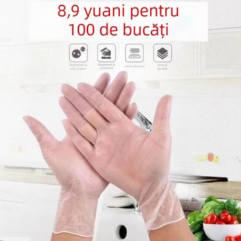 Mănuși din PVC de unică folosință pentru proceduri cosmetice: manichiură, vopsire păr, masaj, terapie pentru spate și picioare, bucătărie; transparente, impermeabile, grosime 0.05 mm