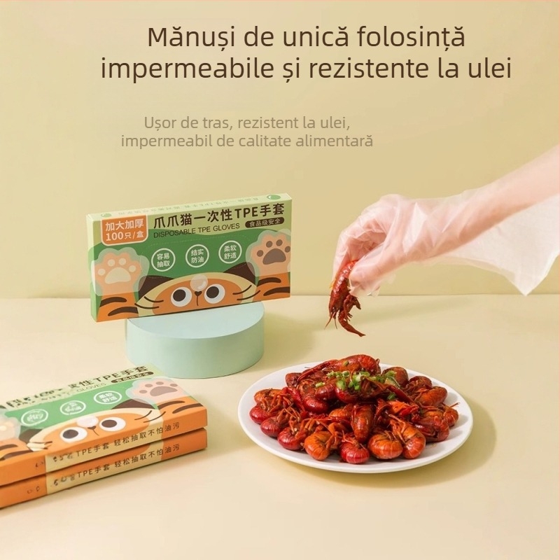 Mănuși de unică folosință, groase, de calitate alimentară, pentru grătar și coacere – durabile pentru uz casnic, design drăguț de desene animate