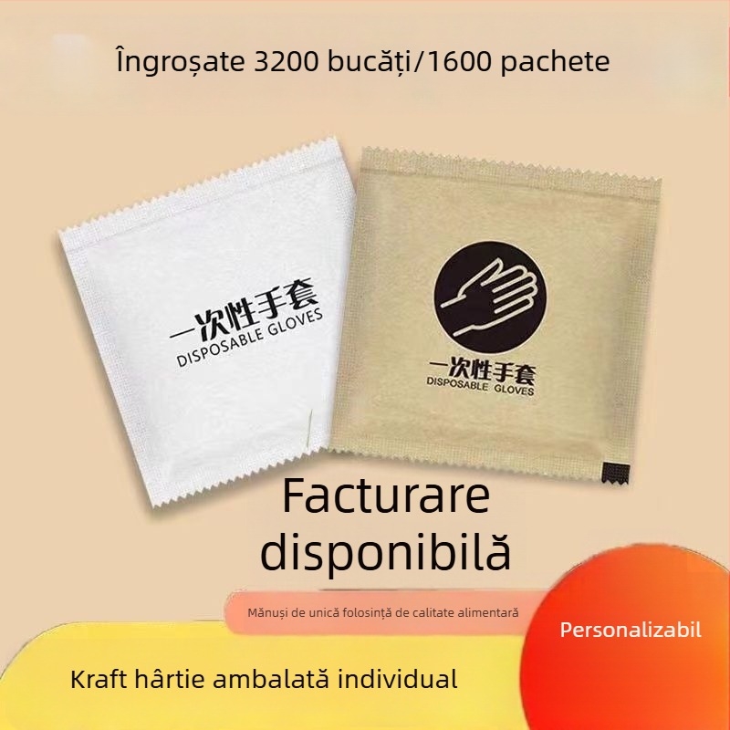 Mănuși de unică folosință din polietilenă, ambalare individuală, pentru alimentație, catering și livrare comercială