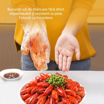Deli LQ110 mănuși PE de unică folosință, de calitate alimentară, transparente, în cutie, cu design de extragere, impermeabile și rezistente la murdărie, pentru masă