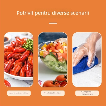 Deli LQ110 mănuși PE de unică folosință, de calitate alimentară, transparente, în cutie, cu design de extragere, impermeabile și rezistente la murdărie, pentru masă