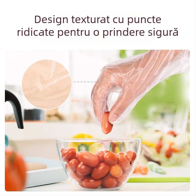 Deli LQ110 mănuși PE de unică folosință, de calitate alimentară, transparente, în cutie, cu design de extragere, impermeabile și rezistente la murdărie, pentru masă