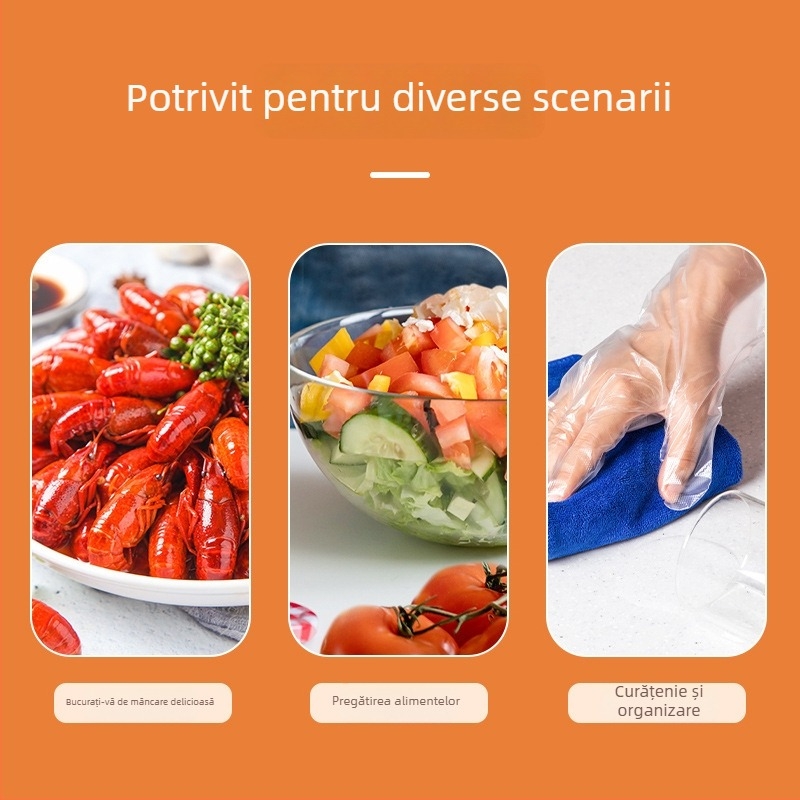 Deli LQ110 mănuși PE de unică folosință, de calitate alimentară, transparente, în cutie, cu design de extragere, impermeabile și rezistente la murdărie, pentru masă