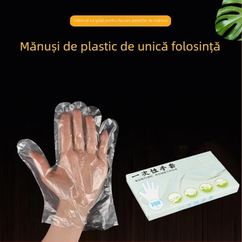 Mănuși de unică folosință, din PE, calitate alimentară, 200 de bucăți într-o cutie, tip dispenser, pentru tarabe și restaurante