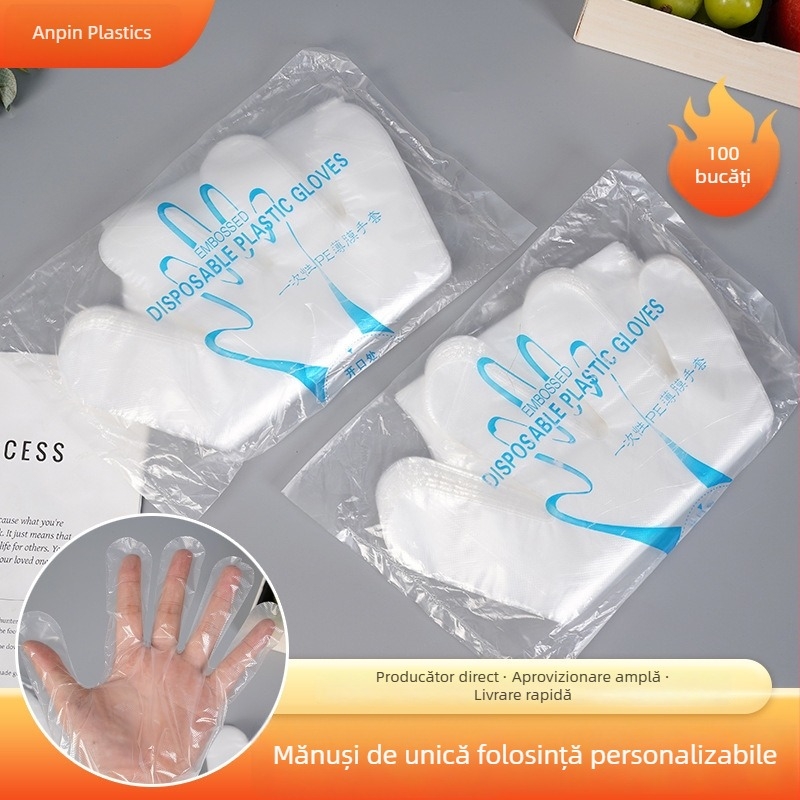 Mănuși PE de unică folosință, transparente, rezistente la ulei și murdărie, pentru coafură, catering și prelucrarea alimentelor