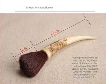 Perie pentru ceainic și tavă de ceai cu design inspirat de coarne de oaie, peri moi și dure, corp din plastic