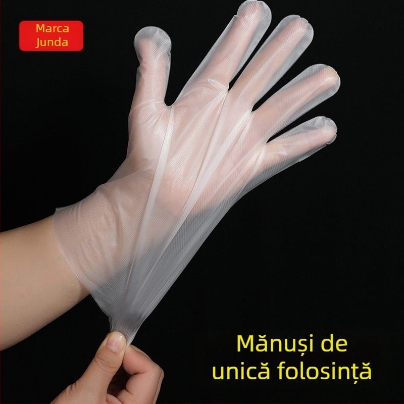 Mănuși de unică folosință Junda, 50 buc., groase, transparente CPE, de uz alimentar pentru catering