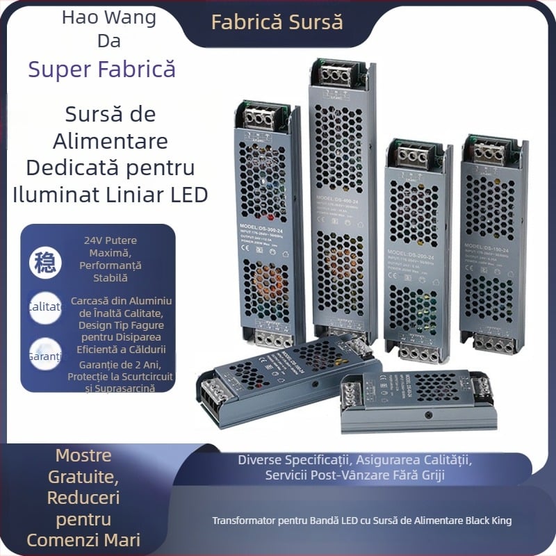 Sursă de alimentare industrială ultra-subțire 12V, Light Box LED cu diamant negru, transformator 24V pentru iluminare liniară, sursă de alimentare cu comutare