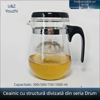 Ceainic din sticlă de 500 ml, cu filtru pentru infuzarea ceaiului, cană elegantă