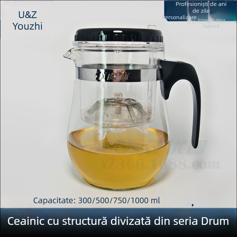 Ceainic din sticlă de 500 ml, cu filtru pentru infuzarea ceaiului, cană elegantă