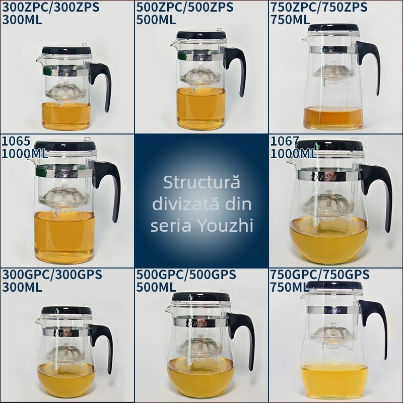 Ceainic din sticlă de 500 ml, cu filtru pentru infuzarea ceaiului, cană elegantă