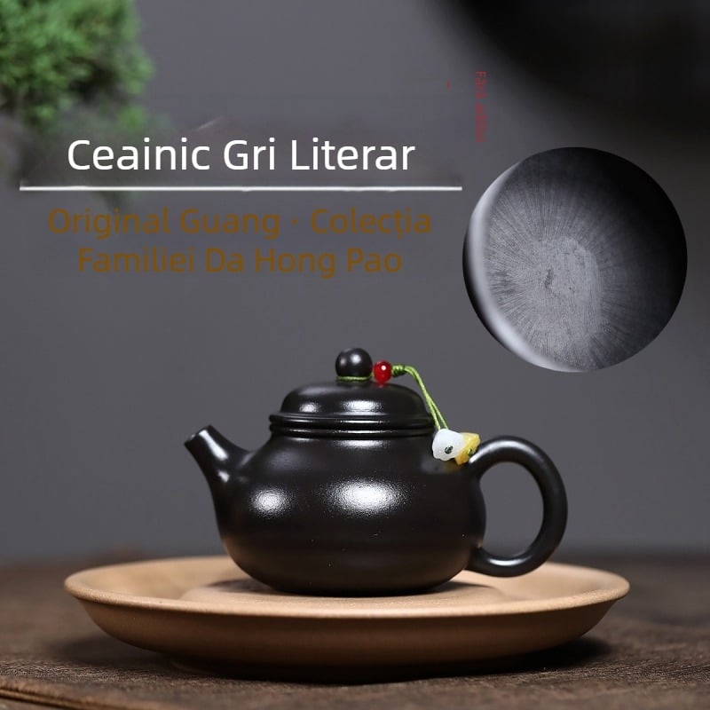 Ceainic din lut mov Yixing, set Gongfu pentru ceai, stil literat Da Hong Pao, Rongtian
