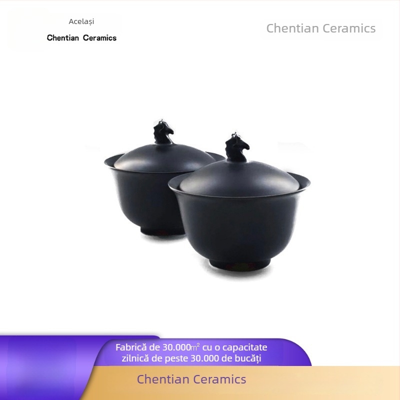 Set de ceai ceramic Gongfu cu motiv tigru decupat, ceașcă cu margine aurie, personalizabil, include tavă de ceai și accesorii pentru ceremonia ceaiului, cutie cadou, glazură color, pentru 1–2 persoane