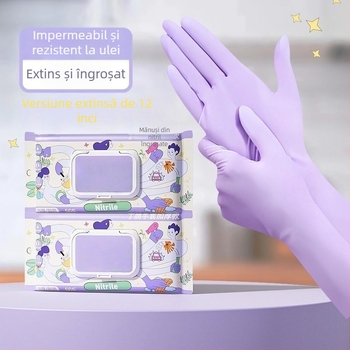 Mănuși nitril de 12 inch, de calitate alimentară, pentru bucătărie, lungime extinsă, mai groase, durabile, rezistente la ulei, de unică folosință