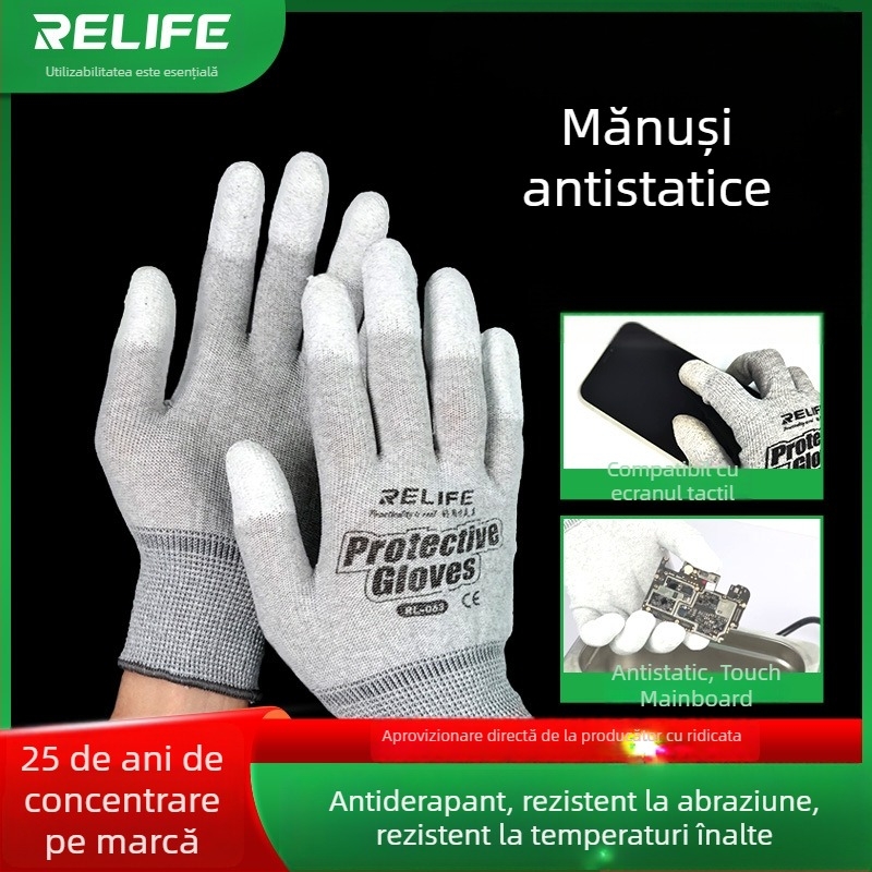 Xinxun Tools RL-063 Mănuși din fibre de carbon și nailon, respirante, anti-statice, de protecție pentru demontarea ecranului, antiaderente și rezistente la uzură