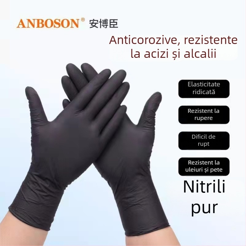 Mănuși nitril de unică folosință, rezistente la ulei, impermeabile, rezistente la acizi și baze, cu elasticitate ridicată