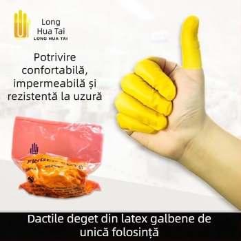 Protecții degetelor din latex bej, de unică folosință, fără pudră, antistatice, antiderapante, pentru uz industrial
