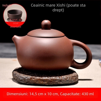 Ceainic din lut purpuriu, cu capacitate mare, pentru prepararea ceaiului, set Gongfu de ceai cu cești pentru uz casnic, poate fi inversat.