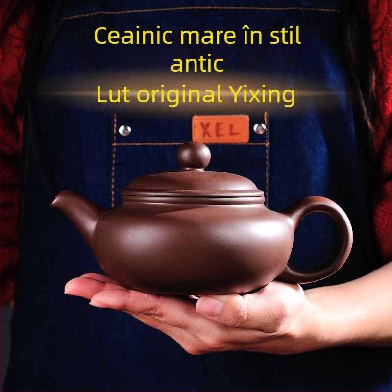 Ceainic din lut purpuriu, cu capacitate mare, pentru prepararea ceaiului, set Gongfu de ceai cu cești pentru uz casnic, poate fi inversat.