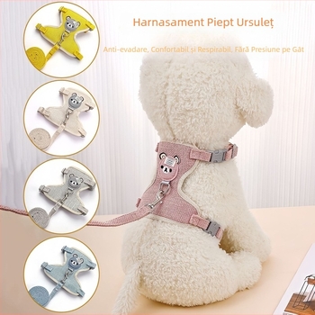 Ham în formă de urs pentru pui și pisici, cu lesă, anti-evadare