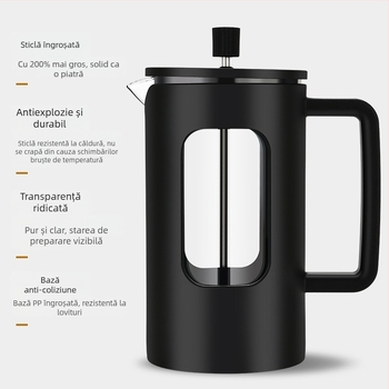 Design nou: filtru din oțel inoxidabil pentru ceai și presă franțuzească din borosilicat rezistent la temperaturi, pentru cafea preparată manual