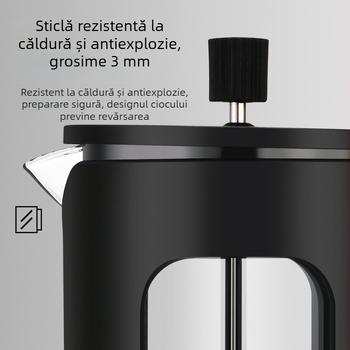 Design nou: filtru din oțel inoxidabil pentru ceai și presă franțuzească din borosilicat rezistent la temperaturi, pentru cafea preparată manual